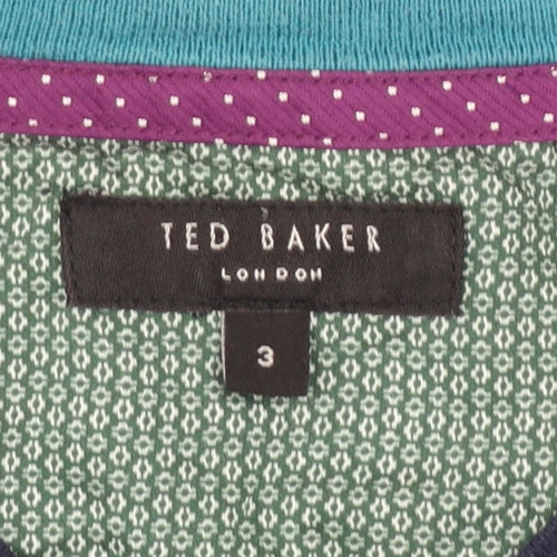 Ted Baker Men's Blue V-Neck Cotton Silk Blend Jumper M