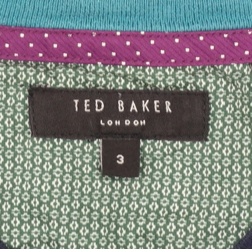 Ted Baker Men's Blue V-Neck Cotton Silk Blend Jumper M