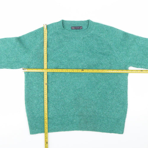 Marks and Spencer Women's Green Knit Crew Neck Jumper Size M