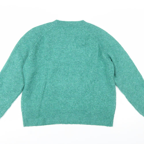 Marks and Spencer Women's Green Knit Crew Neck Jumper Size M