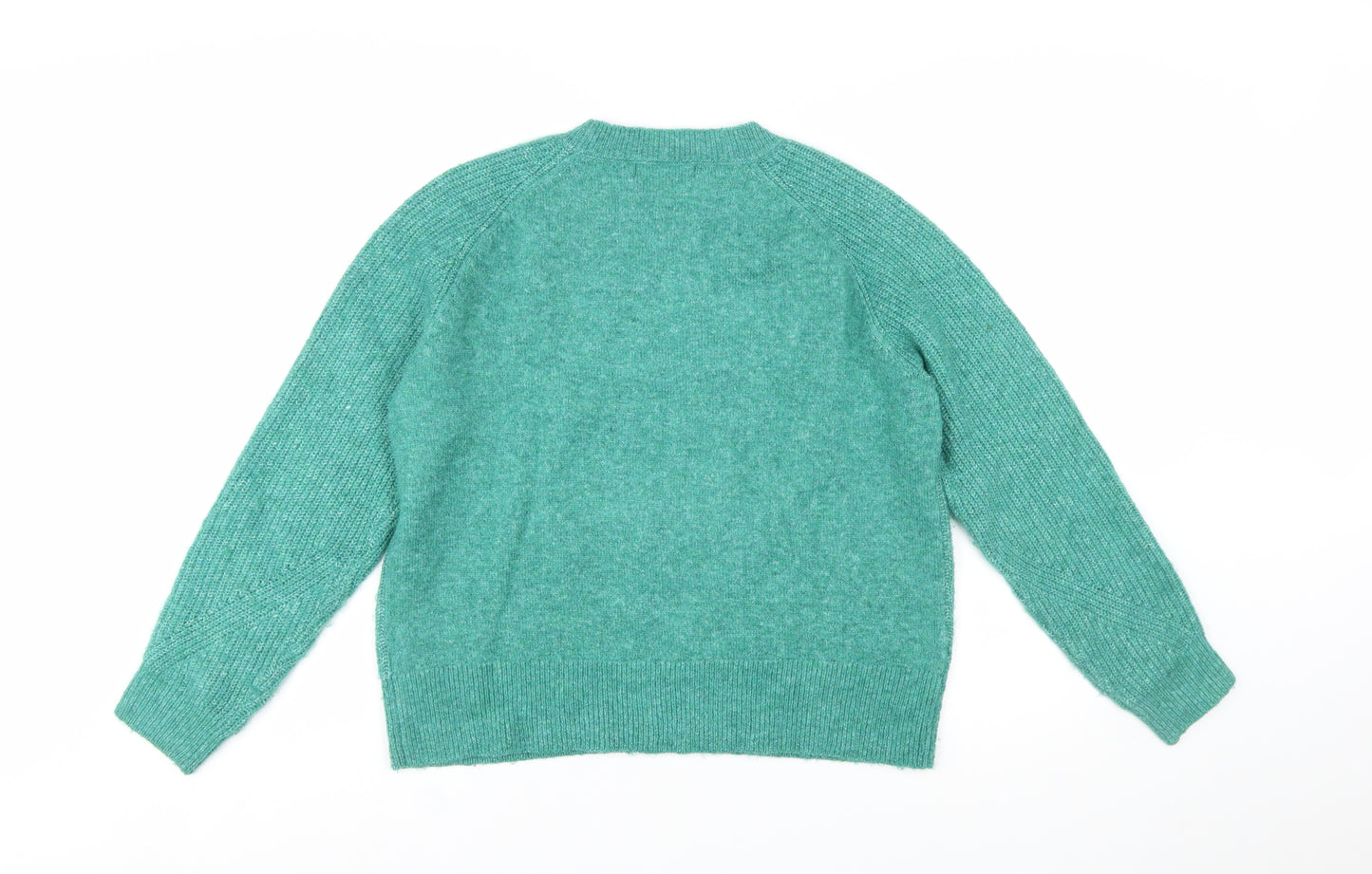 Marks and Spencer Women's Green Knit Crew Neck Jumper Size M