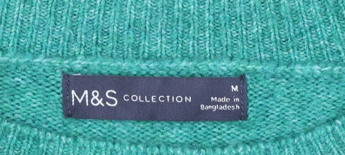 Marks and Spencer Women's Green Knit Crew Neck Jumper Size M