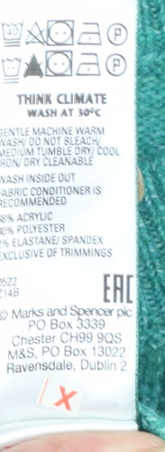Marks and Spencer Women's Green Knit Crew Neck Jumper Size M