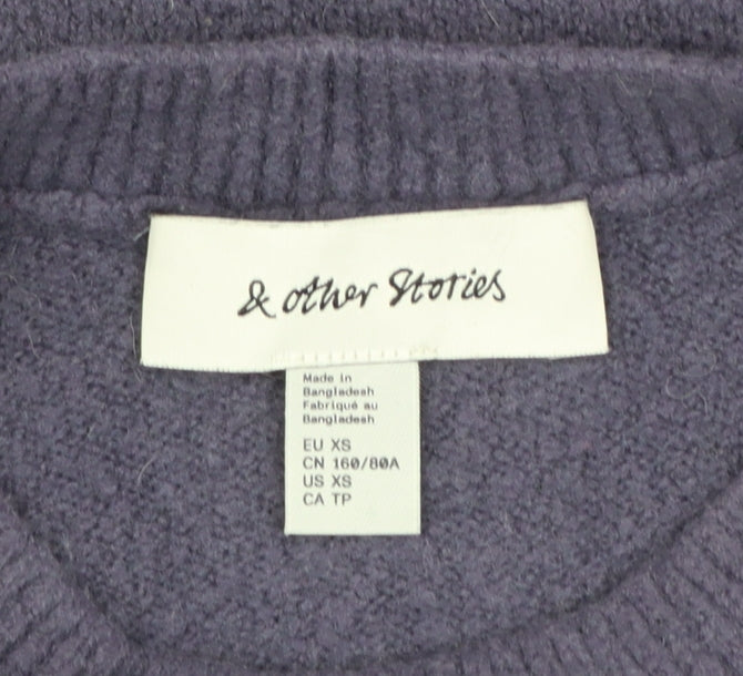 & Other Stories Women Purple XS Crew Neck Wool Blend Jumper
