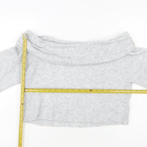 PrettyLittleThing Women Grey L Off Shoulder Knit Jumper