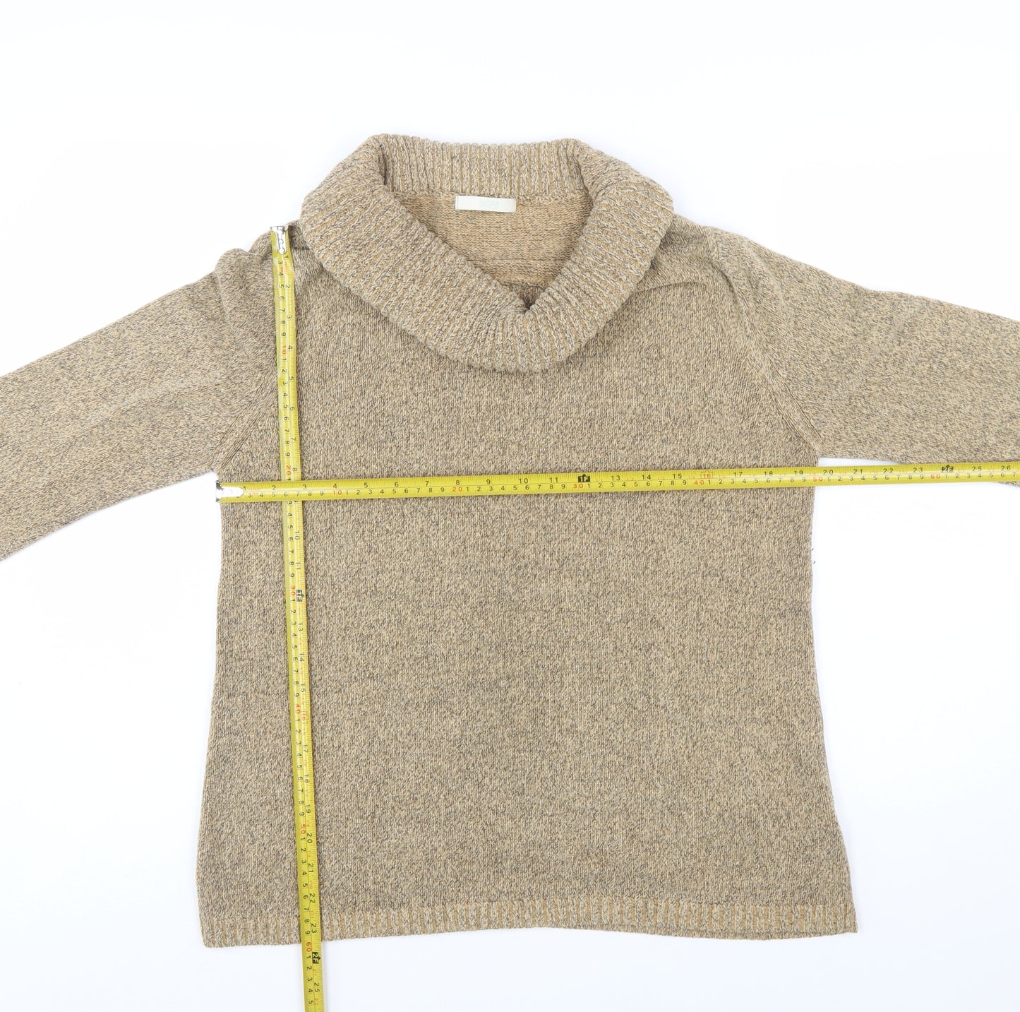 Marks and Spencer Women’s Beige Cowl Neck Long Sleeve Jumper Size 16