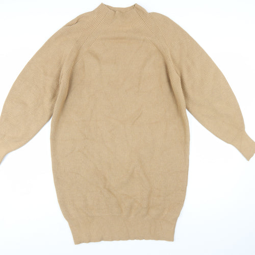 Phase Eight Women Beige XS Knit Jumper Dress High Neck