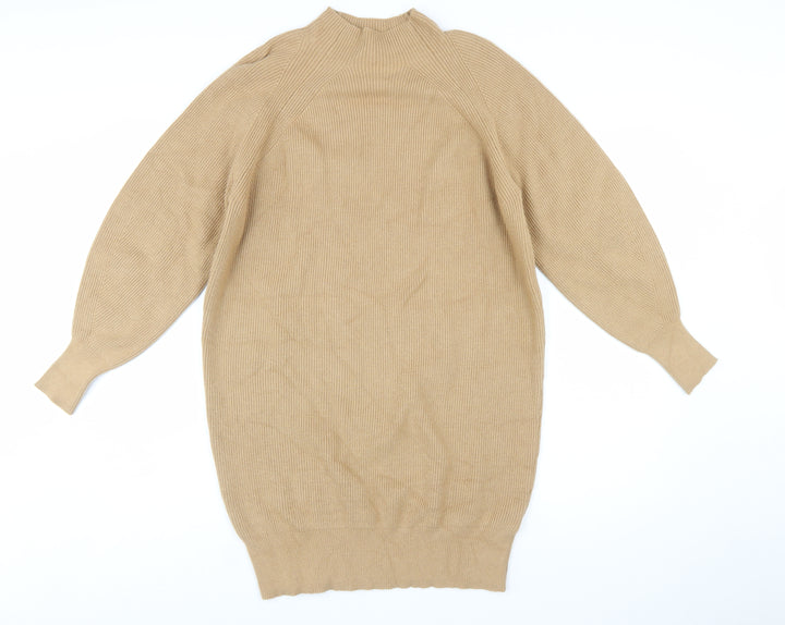 Phase Eight Women Beige XS Knit Jumper Dress High Neck
