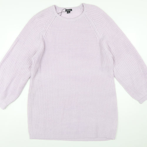 Boohoo Women’s Purple Long Sleeve Crew Neck Knit Jumper Size 16