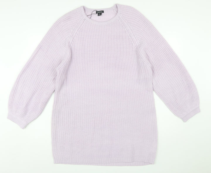 Boohoo Women’s Purple Long Sleeve Crew Neck Knit Jumper Size 16