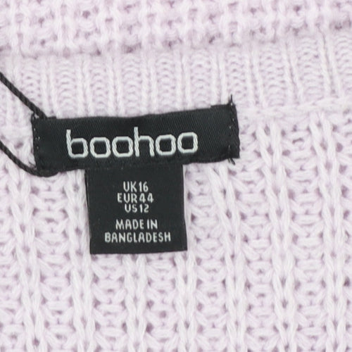 Boohoo Women’s Purple Long Sleeve Crew Neck Knit Jumper Size 16