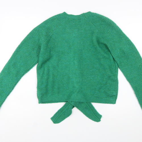 ASOS DESIGN Women Green Size 10 Crew Neck Button Front Cardigan