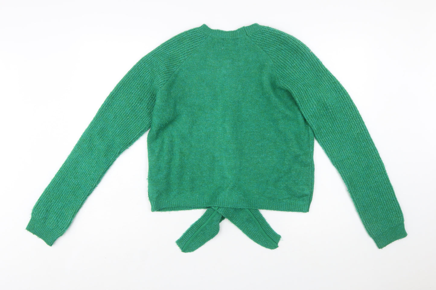 ASOS DESIGN Women Green Size 10 Crew Neck Button Front Cardigan