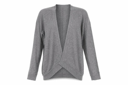 Front view of Vero Moda Women's Grey Knit Open Cardigan S Long Sleeve