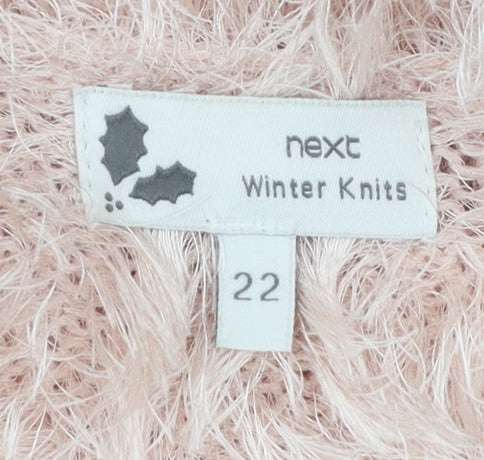 Next Women’s Pink Fluffy Cardigan Size 22 Winter Knit