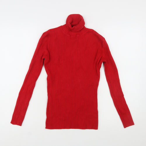 Roman Women Red Roll Neck Ribbed Long Sleeve Jumper Size 14