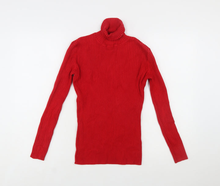 Roman Women Red Roll Neck Ribbed Long Sleeve Jumper Size 14