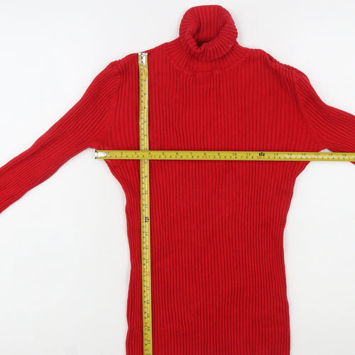 Roman Women Red Roll Neck Ribbed Long Sleeve Jumper Size 14