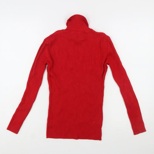 Roman Women Red Roll Neck Ribbed Long Sleeve Jumper Size 14