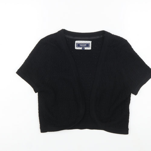 Maine New England Women's Black Cotton Short Sleeve Cardigan Size 10