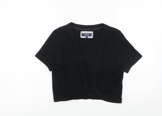 Maine New England Women's Black Cotton Short Sleeve Cardigan Size 10