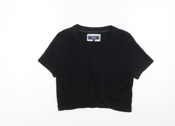 Maine New England Women's Black Cotton Short Sleeve Cardigan Size 10