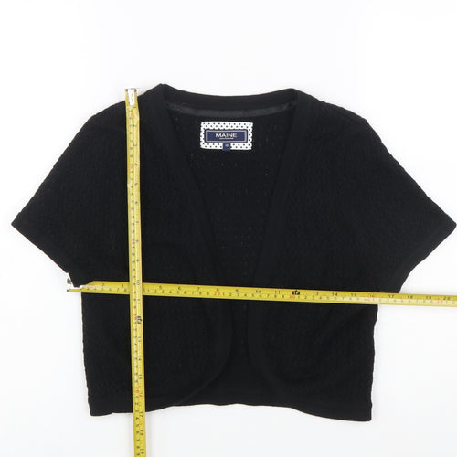 Maine New England Women's Black Cotton Short Sleeve Cardigan Size 10
