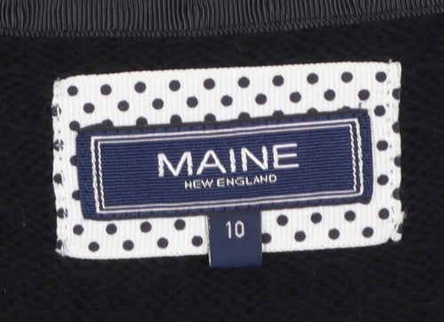 Maine New England Women's Black Cotton Short Sleeve Cardigan Size 10