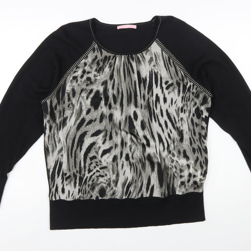 Basler Women Black Animal Print Pullover Jumper Size 16