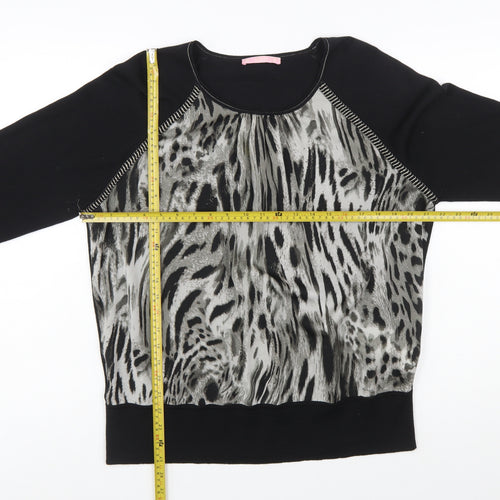 Basler Women Black Animal Print Pullover Jumper Size 16