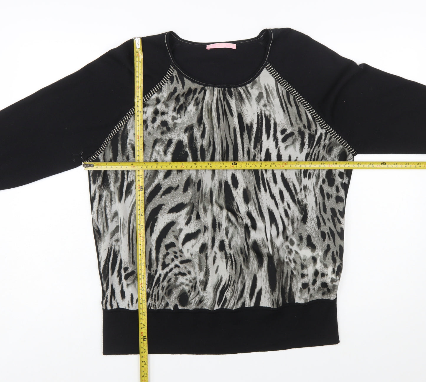 Basler Women Black Animal Print Pullover Jumper Size 16