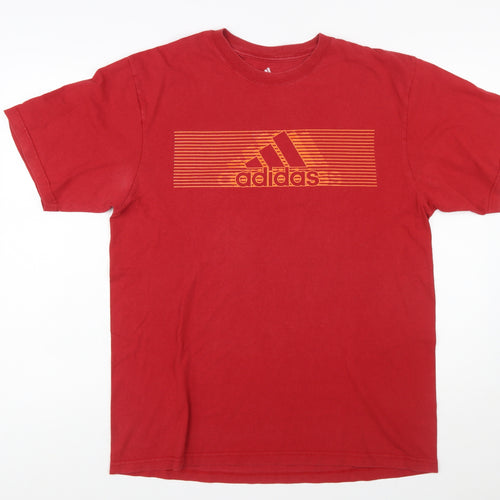 Adidas Men's Red Graphic Logo Short Sleeve Cotton T-Shirt Size L