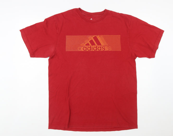 Adidas Men's Red Graphic Logo Short Sleeve Cotton T-Shirt Size L