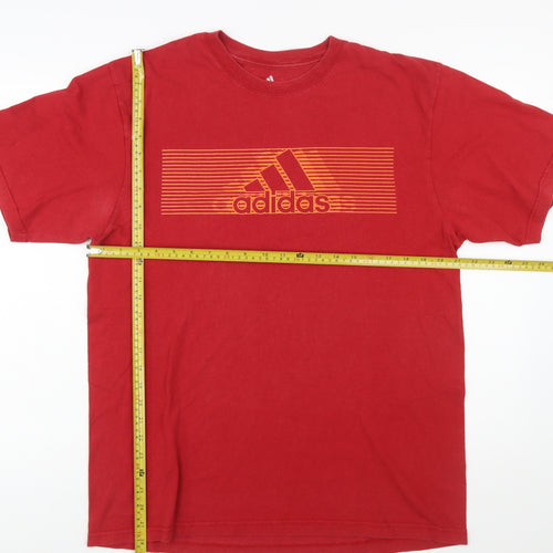 Adidas Men's Red Graphic Logo Short Sleeve Cotton T-Shirt Size L