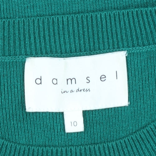 Damsel in a Dress Green Women's Size 10 Crew Neck Zip Pullover Jumper