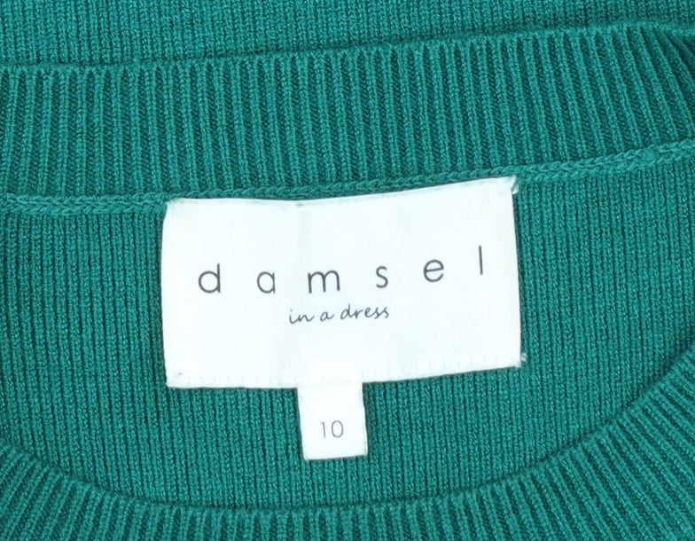 Damsel in a Dress Green Women's Size 10 Crew Neck Zip Pullover Jumper
