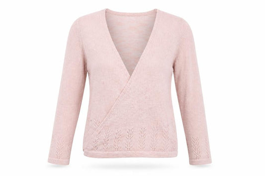 Front view of Roman Women Pink Wrap Knit Jumper, size 10, Acrylic Blend Long Sleeve