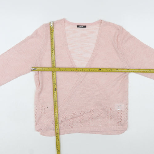 Roman Women Pink Wrap Knit Jumper Size 10 Acrylic Blend Long Sleeve