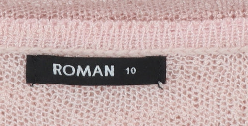 Roman Women Pink Wrap Knit Jumper Size 10 Acrylic Blend Long Sleeve