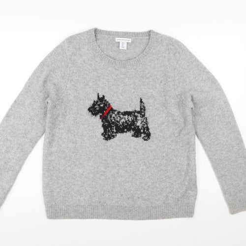 Cupcakes and Cashmere Women Grey L Pullover Dog Knit Jumper