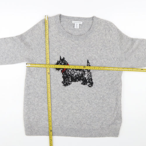 Cupcakes and Cashmere Women Grey L Pullover Dog Knit Jumper