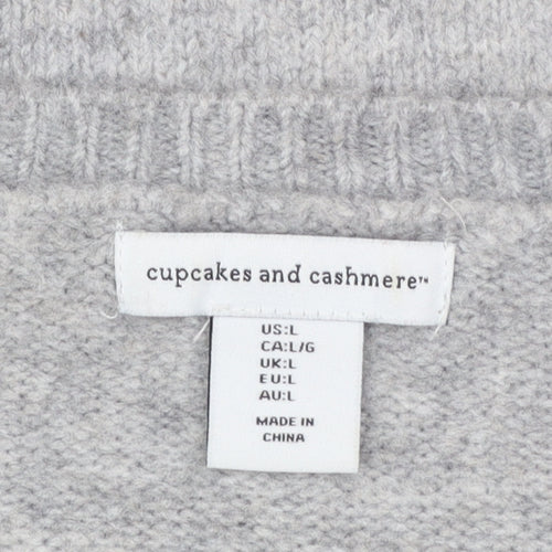 Cupcakes and Cashmere Women Grey L Pullover Dog Knit Jumper
