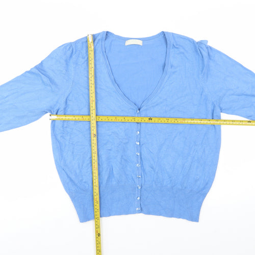 Marks and Spencer Women Blue Size 20 V-Neck Lightweight Cardigan