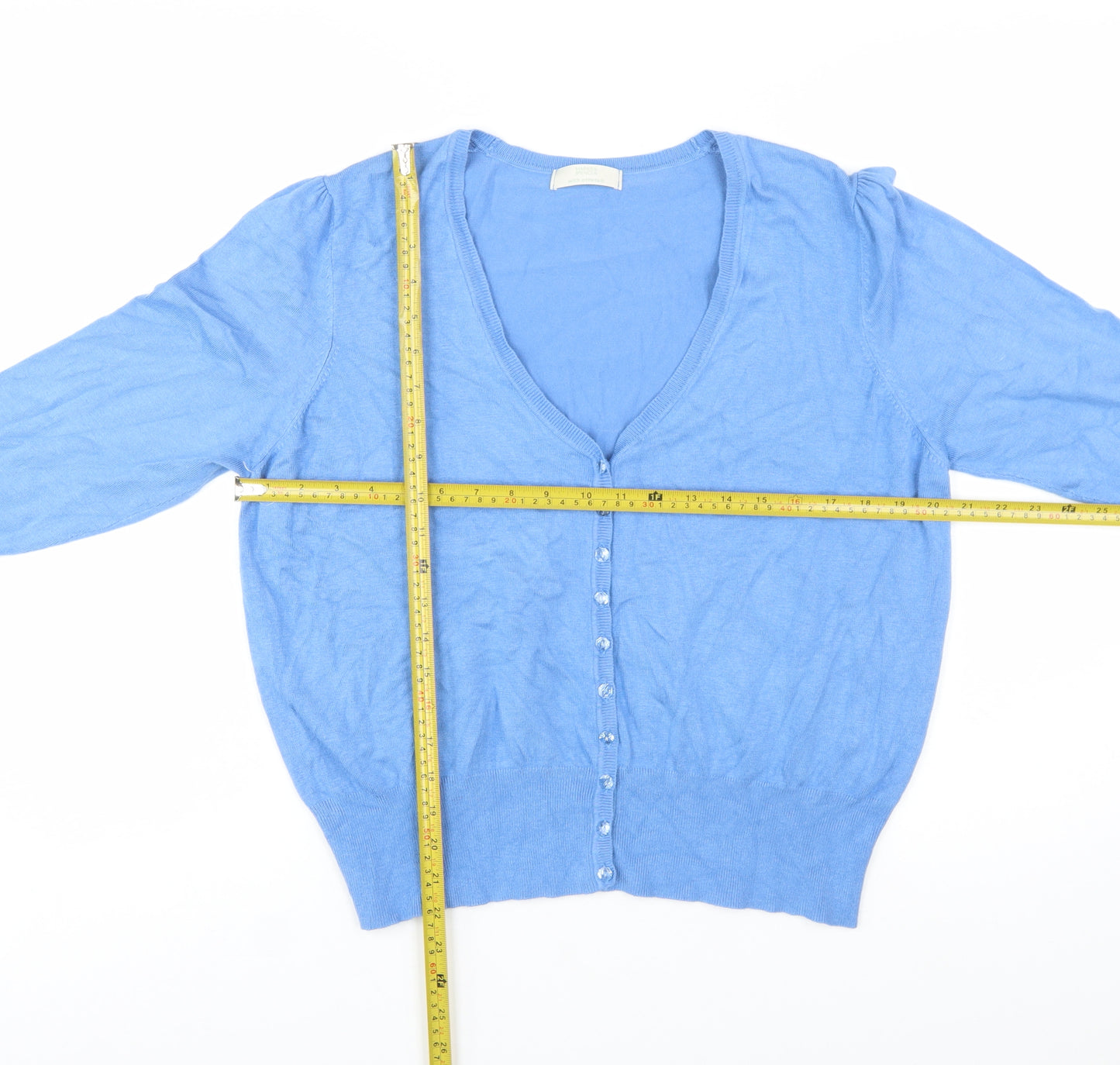 Marks and Spencer Women Blue Size 20 V-Neck Lightweight Cardigan