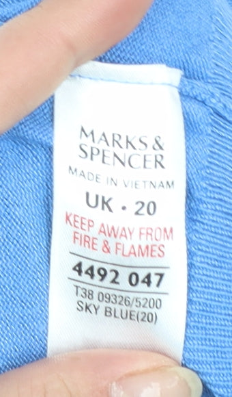 Marks and Spencer Women Blue Size 20 V-Neck Lightweight Cardigan