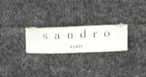 Sandro Women Grey Wool V-Neck Pullover Jumper Size L