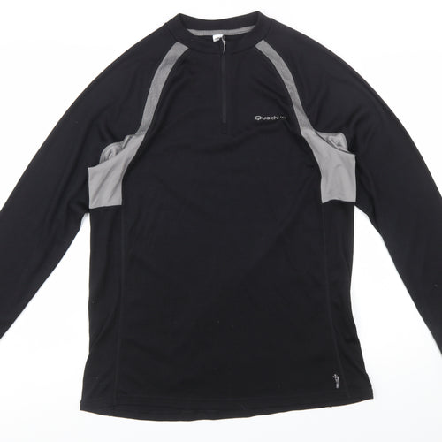 Quechua Men's Black 2XL Long Sleeve 1/4 Zip Hiking Top
