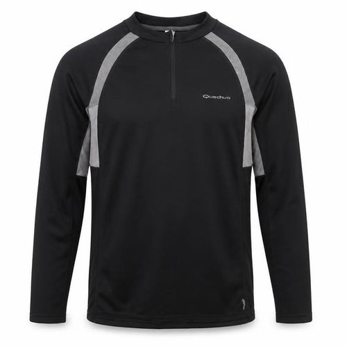 Quechua Men's Black 2XL Long Sleeve 1/4 Zip Hiking Top
