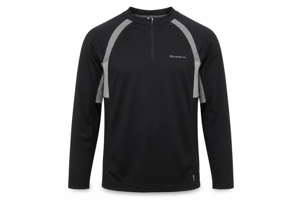 Quechua Men's Black 2XL Long Sleeve 1/4 Zip Hiking Top