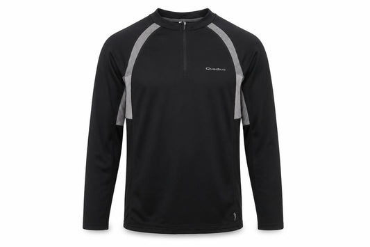 Quechua Men's Black 2XL Long Sleeve 1/4 Zip Hiking Top